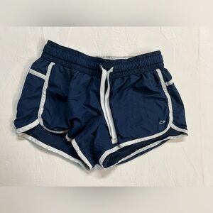 Champion Windbreaker Shorts Womens M Blue White Athletic Drawstring Shorts